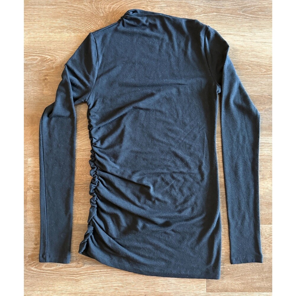 Modern Citizen Black Ruched Side Mock Neck Long Sleeve Top Women’s Medium